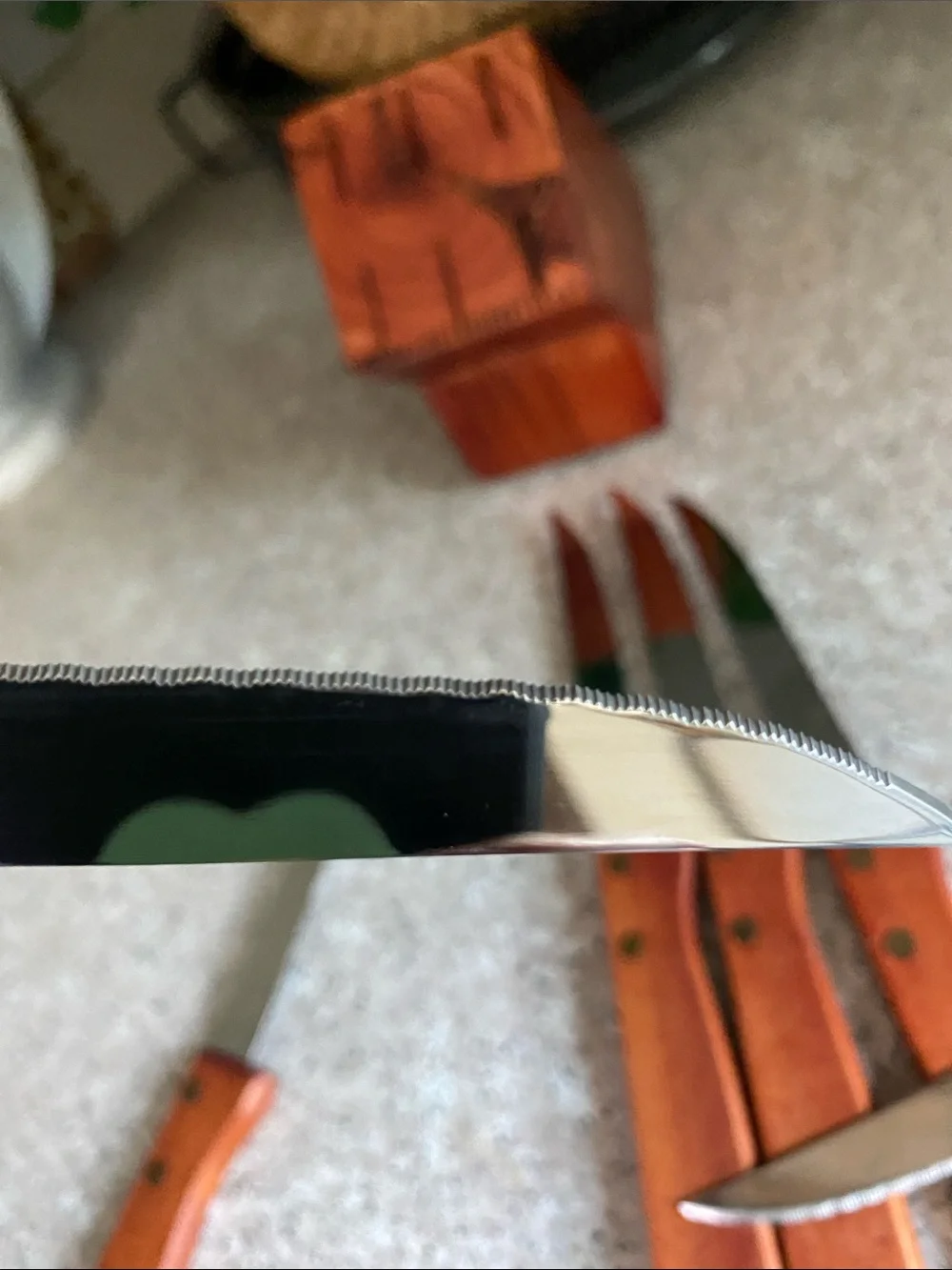 Vintage Complete All-Original Knife Set in Wooden Block